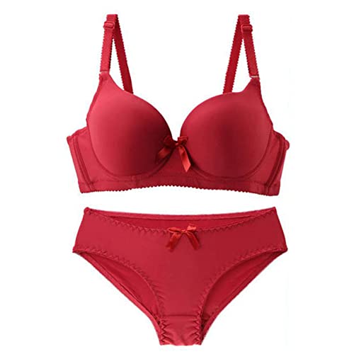 Necalisi BH Set mit Slip Rot Damen BH Bügel Bustier Nahtlose Bralette Gepolstert Zero Feel Brustier Frauen Unterwäsche Classic Bequemer Invisible Damen BH Push up 95B von Necalisi