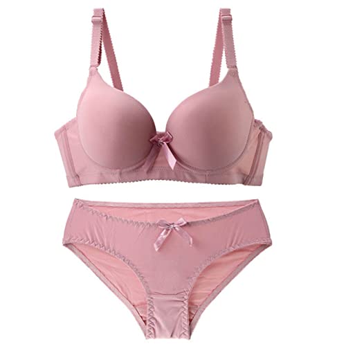 Necalisi BH Set mit Slip rosa Damen große Größen Bügel BH bis Dessous Softschalen, verstellbare Träger BH Balconette BH Push up 95B von Necalisi