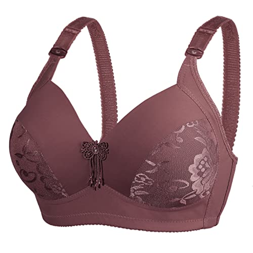 Necalisi BH für große Brust Braun Damen Spitzen BH Ohne Bügel Bralette Verstellbare Schultergurte Schulterriemen Unterwäsche Push up Bra 100D von Necalisi