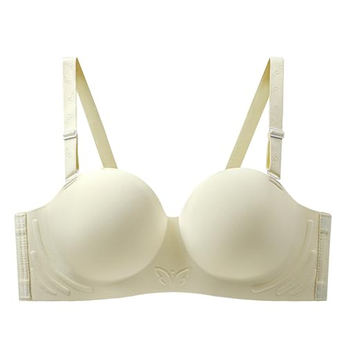 Necalisi BH ohne träger Beige Balconette Push up ohne Buegel Trägerloser BH Verstellbare und Abnehmbare Schultergurte Push up BHS extrem 120C von Necalisi