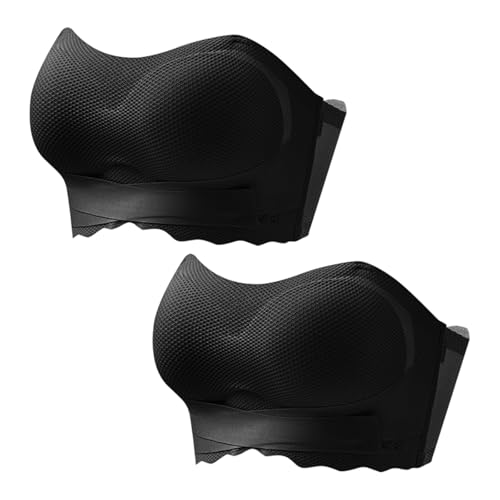 Necalisi BH ohne träger Schwarz (2pcs) Damen Trägerloser BH, Ohne Bügel Bandeau BH Push Up Rutschfester Unsichtbarer BH mit Abnehmbare Träger büstenhebe Damen 75C von Necalisi