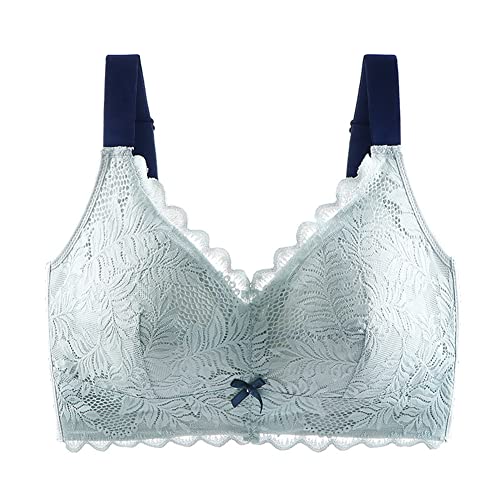 Necalisi BH rückenfrei Dirndl Damen Grau Damen Blumen Spitzen Ohne Bügel,Racerback Spitzen BH Bralette Padded Unterwäsch Bustier Crop Bralette Top Maximizer Push up BH 80C von Necalisi