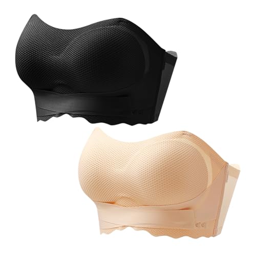 Necalisi BH rückenfrei schwarz + hellgelb Damen Bandeau BH Bügellos Bralette Bustiers Push up Bra BH Grosse grössen 110B von Necalisi