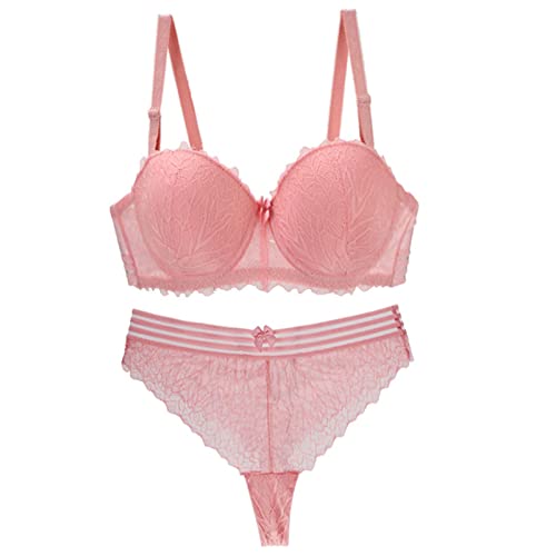 Necalisi BH und Slip Set Damen Rosa Damen Push Up BH mit floraler Spitze gepolsterter Bügel BH Komfort BH BH Push up extrem 85B von Necalisi