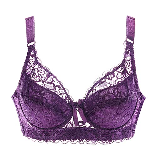 Necalisi BHS Frauen Lila Spitzen BH Ohne Bügel Gepolstert Bralette Bra V Ausschnitt für Damen Spitze BH Bustier Balconette BH Push up 85D Necalisi BHS Frauen Lila Spitzen BH Ohne Bügel Gepolstert Bralette Bra V Ausschnitt für Damen Spitze BH Bustier Balconette BH Push up 85D von Necalisi