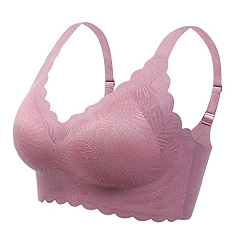 Necalisi BHS Frauen Violett Damen BH Abnehmbare Pads Bralette Spitze BH ohne Bügel Triangle-BH V-Ausschnitt Blumen Unterwäsche Jeden Tag BHS super Push up BH 100B von Necalisi