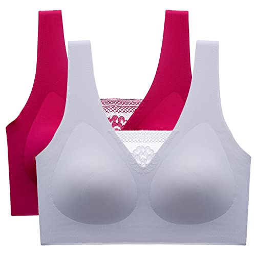 Necalisi BHS Frauen Weinrot+Grau Damen Sport BH Ohne Bügel Ringerrücken Bustier für Yoga Fitness Training Push up BH 85D Necalisi BHS Frauen Weinrot+Grau Damen Sport BH Ohne Bügel Ringerrücken Bustier für Yoga Fitness Training Push up BH 85D von Necalisi