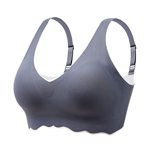 Necalisi BHS Frauen dunkelgrau Damen Spitzen BH Ohne Bügel Triangel Bralette Verstellbare Schultergurte Nicht Abnehmbarer Schulterriemen Unterwäsche super Push up BH 100B von Necalisi