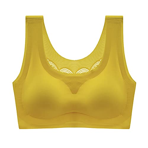 Necalisi BHS Frauen gelb BH Damen, Ultra Weicher Nahtloser Bustier Damen, BH Damen Ohne Bügel Weiche Unterstützung super Push up BH 75B von Necalisi