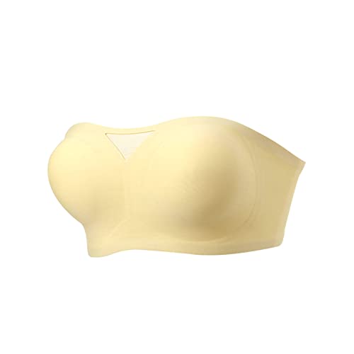 Necalisi Bandeau BH Damen Gelb Backless Nachtwäsche Frauen Plus Size Unterwäsche Vollschalen Starker Halt Große Größen Funktioneller BH BH Push up extrem L von Necalisi