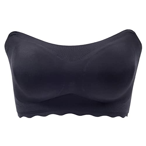 Necalisi Bandeau BH Damen Schwarz Atmungsaktive Nahtlose Tube Top Trägerlosen Bandeau-BH Bequeme Unterwäsche BHS für Frauen Ohne Buegel büstenhebe Damen 110 C von Necalisi