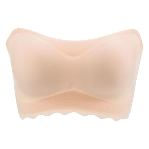 Necalisi Bandeau-BH Hellgelb Damen Trägerloser BH Vollschalen Ohne Buegel BH Träger Große Größen Silhouette BH Dirndl Push up 115 D von Necalisi