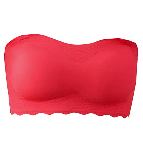 Necalisi Bandeau-BH Rot Damen Trägerloser BH Vollschalen Ohne Buegel BH Träger Große Größen Silhouette BH BHS Frauen 115 C von Necalisi