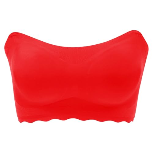Necalisi Bandeau-BH Rot Damen Trägerloser BH Vollschalen Ohne Buegel BH Träger Große Größen Silhouette BH BHS Frauen 115 C von Necalisi