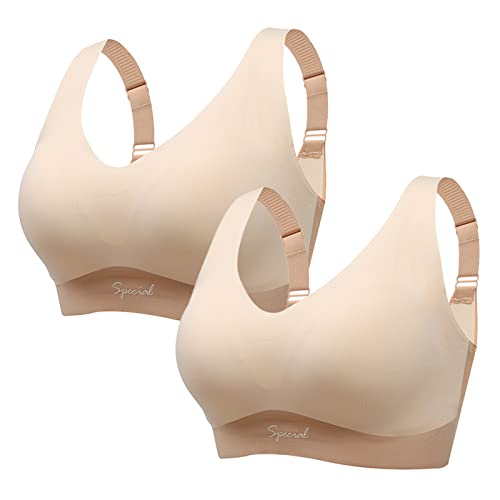 Necalisi Damen BH Khaki (2pcs) Damen Nahtlose BHS ohne Bügel gepolstert Soft Touch BHS verstellbare Träger Bralette Push up BH 80D von Necalisi