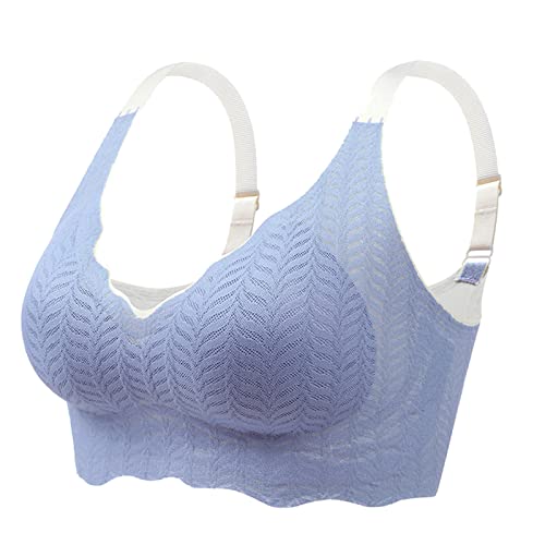 Necalisi Damen-BHS Blau Sport BH Ohne Bügel Bustier Klassische Bequem Stretch Bra Mittle Halt Gepolstert Wohlfühl-BH Push up BH 105D von Necalisi