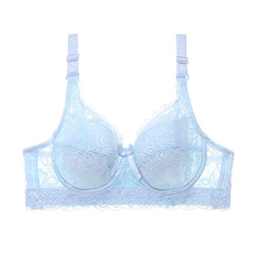 Necalisi Damen-BHS Hellblau Damen Floraler Spitzen BH Sheer BH Komfort Bügel unterstützung BH Ungepolstert T-Shirt BH Alltag Basic BH Grosse grössen 80D von Necalisi