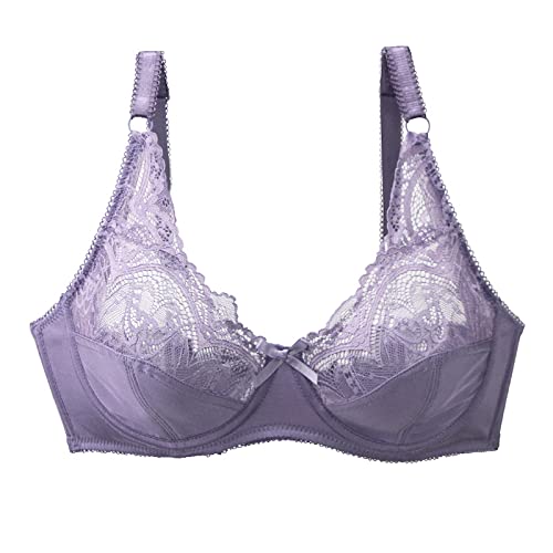 Necalisi Damen-BHS Lila Damen Blumen Spitzen Bralette BH Bustier Buegel BH Gepolstert Cup Comfort Bra Unterwäsche Damen BH Push up 85C von Necalisi