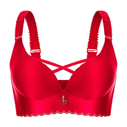 Necalisi Damen-BHS Rot Damen Sport BH Frauen Bustier für Fitness Training Joggen Yoga Bequem Atmungsaktiv BH Dünn Front Closure Push Up BH Push up extrem 115E von Necalisi