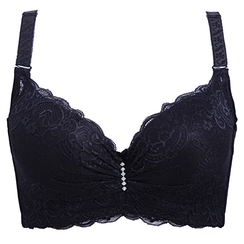 Necalisi Damen-BHS Schwarz Damen BH Unterwäsche Spitze Bügel BH Ungefüttert Dünn Unterwäsche Push Up Spitze BH BH Push up extrem 100C von Necalisi