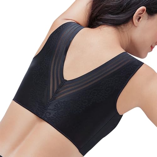 Necalisi Damen-BHS Schwarz Damen Sport BH Ohne Bügel Kreuz Rücken Yoga Lauf Fitness Bustier Gepolsterter Tshirt BH 120D von Necalisi