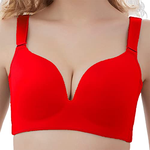 Necalisi Damen-BHS rot Damen BH Ohne Bügel Bustier Nahtlose Bralette Gepolstert Zero Feel Brustier Frauen Unterwäsche super Push up BH 70B von Necalisi