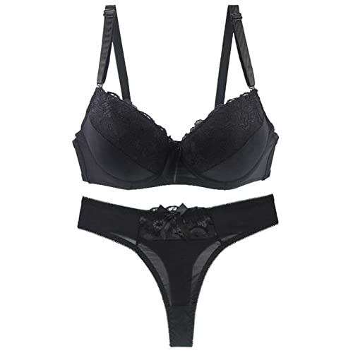 Necalisi Damen Set Schwarz Damen-BHS Push up Bra T-Shirt BH Damen Bügel Regulierbare Träger Nicht Gepolsterter Bustier Damen büstenhebe Damen 75C von Necalisi