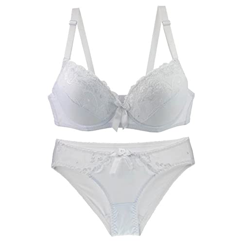 Necalisi Damen Set Weiß Damen BHS Elegant Vollschalen Bügel BH Spitzen Push up BH Bustier Damen Soft Bra Verstellbaren Träger Balconette BH Push up 75B von Necalisi