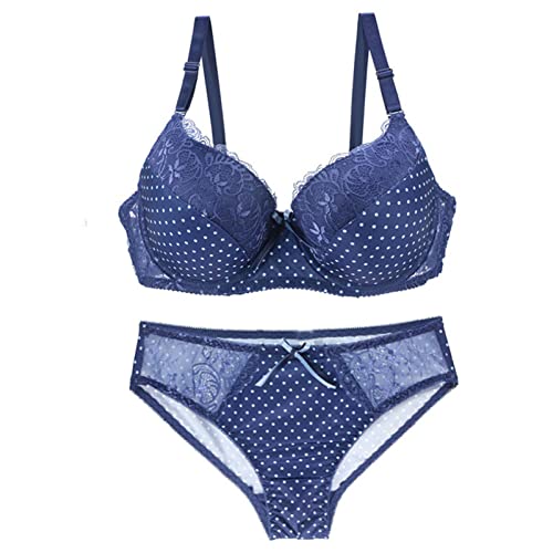 Necalisi Dessous Damen sexy unterwäsche Set Blau Damen-BHS Push up Bra T-Shirt BH Damen Bügel Regulierbare Träger Nicht Gepolsterter Bustier Damen Dessus unterwäsche 85D von Necalisi