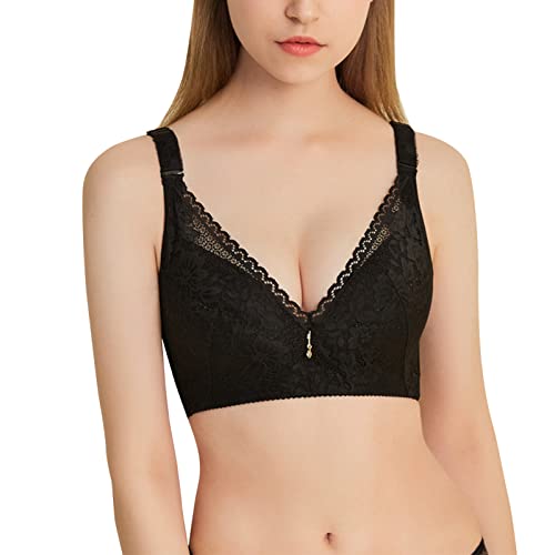 Necalisi Dirndl BH BH Damen mit bügel Schwarz Damen Blumen Spitzen Bralette Bustier Ohne Bügel BH Gepolstert Cup Comfort Bra Unterwäsche Push up BH Top für Women BH Push up 90D von Necalisi