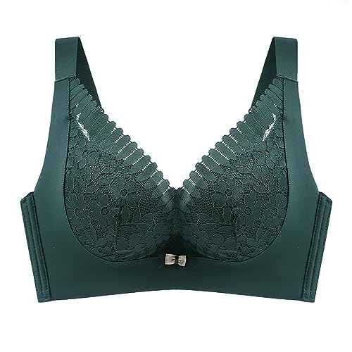 Necalisi Dirndl BH Grün Damen Blumen Übergröße Ungefüttert mit Stickspitze Ohne Buegel Bralette Bustier Bequemer Gepolstert Spitze BH BH Damen Push up 100D von Necalisi