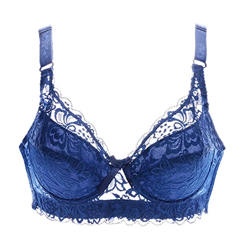 Necalisi Dirndl BH Push up Blau Damen Spitze BH Comfort Große Größen Volle Abdeckung BH Bügel Ungefüttert Spitzen-BH Unterwäsche Push up Bra 100D von Necalisi
