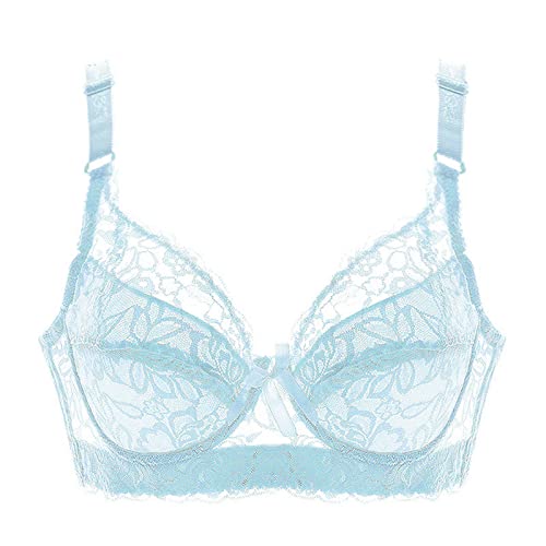 Necalisi Dirndl BH Push up Hellblau Damen BH Ohne Bügel Spitze Unterwäsche mit Verstellbare Träger Push up Blumen Spitze BH BH Damen Push up 90D von Necalisi