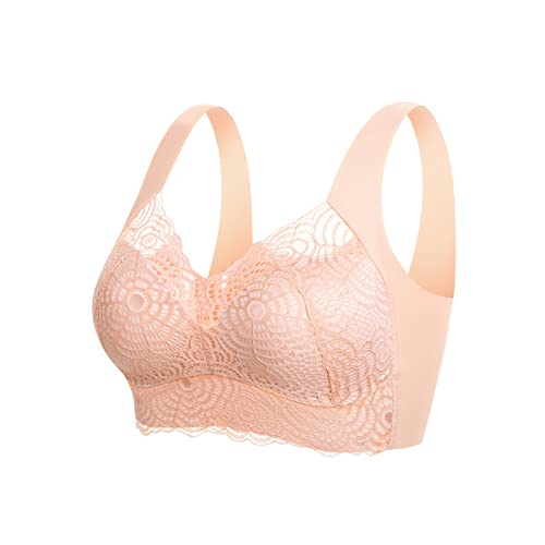 Necalisi Dirndl BH Push up Hellgelb Damen BH Abnehmbare Pads Bralette Spitze BH ohne Bügel Triangle-BH V-Ausschnitt Blumen Unterwäsche Jeden Tag BHS Push up BH 85D von Necalisi
