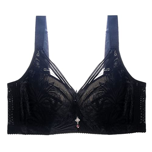 Necalisi Dirndl BH Push up Schwarz Damen BH Unterwäsche Spitze Bügel BH Ungefüttert Dünn Unterwäsche Push Up Spitze BH Tiefer Ausschnitt Verstellbare Schultergurte Balconette BH Push up 100F von Necalisi