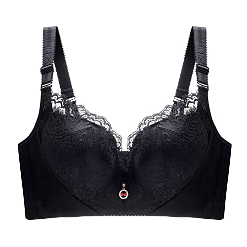 Necalisi Dirndl BH Push up Schwarz Damen Push Up BH mit Bügel BH Gepolstert Elegant Vollschalen Floraler Spitze BH ohne Polster Soft Cup BH Grosse grössen 110E von Necalisi