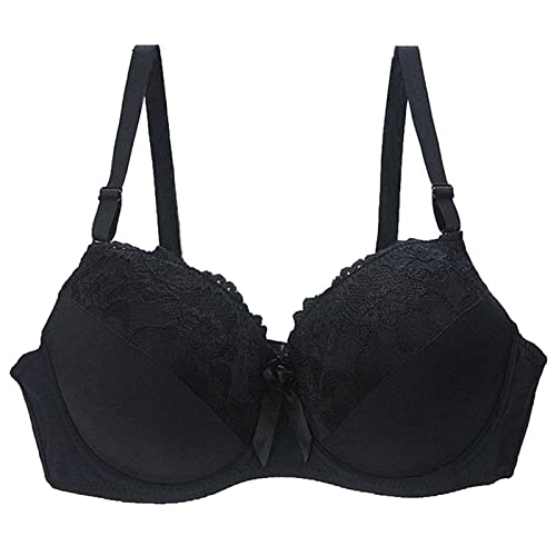 Necalisi Dirndl BH Schwarz BH Damen mit Bügel halbgepolstert Women Bra auch in Supergrösse Büstenhalter Alltag| Halb Gepolstert BHS Maximizer Push up BH 80D von Necalisi