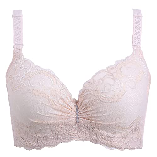 Necalisi Dirndl Push up BH Beige Damen Blumen Spitzen Bralette BH Bustier Buegel BH Gepolstert Cup Comfort Bra Unterwäsche super Push up BH 105E von Necalisi