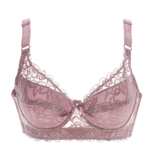 Necalisi Dirndl Push up BH Hellviolett Damen Push Up BH mit Bügel BH Gepolstert Elegant Vollschalen Floraler Spitze BH ohne Polster Soft Cup Push up BH 90C von Necalisi