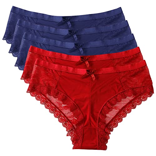 Necalisi Panties 5er-Pack Mischfarbe 6 Damen Shorts Radlerhose Kurze, Anti Scheuern Unterhose für unter Kleider, Nahtlos Hohe Taille Damen Unterwäsche XL von Necalisi