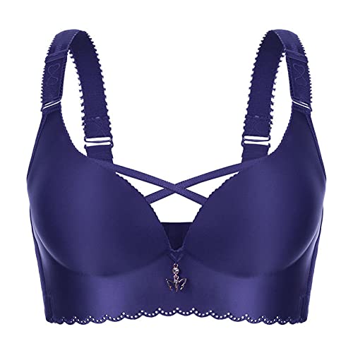 Necalisi Push up BH Dirndl Blau Damen Sport BH Frauen Bustier für Fitness Training Joggen Yoga Bequem Atmungsaktiv BH Dünn Front Closure Push Up Pushup BH Damen 115D von Necalisi