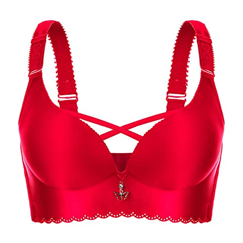 Necalisi Push up BH Dirndl Rot BH Damen, Ultra Weicher Nahtloser Bustier Damen, BH Damen Ohne Bügel Weiche Unterstützung BH Damen Push up 100E von Necalisi