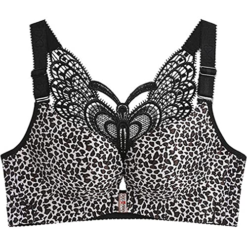 Necalisi Push up BH Vorderverschluss BH Leoparden muster2 BH Damen Spitze Bustier Damen Ohne Bügel mit Gepolstert Tiefem Ausschnitt Crop Dessous Bralette Top Pushup BH Damen 120D von Necalisi