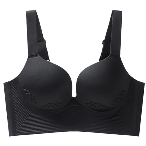 Necalisi Push up BH schwarz ohne bügel Grosse Grössen Ultrakomfortabler Tshirt Bra Soft Atmungsaktiver Schlaf Bralette super Push up BHS 115B von Necalisi