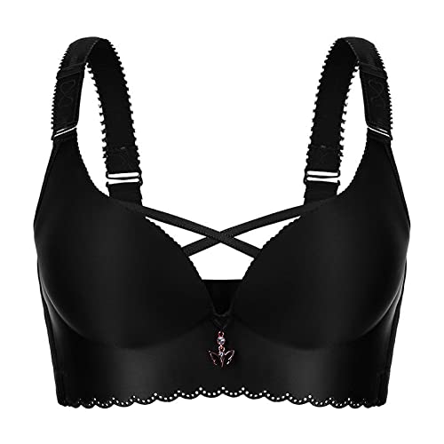 Necalisi Push up Dirndl BH Schwarz BH Damen, Ultra Weicher Nahtloser Bustier Damen, BH Damen Ohne Bügel Weiche Unterstützung Push up BH Set 115E von Necalisi
