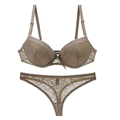 Necalisi Set Damen Khaki Damen BH aus floraler Spitze Bügel Ungepolstert Soft Cup Vollschalen BH BH Grosse grössen 85E von Necalisi