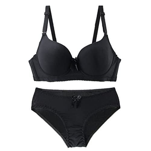Necalisi Set Damen Schwarz Damen Unterwäsche BH Push Up Bügel Nicht Lingerie Transparentes Unterwäsche BH Damen Push up 95B von Necalisi