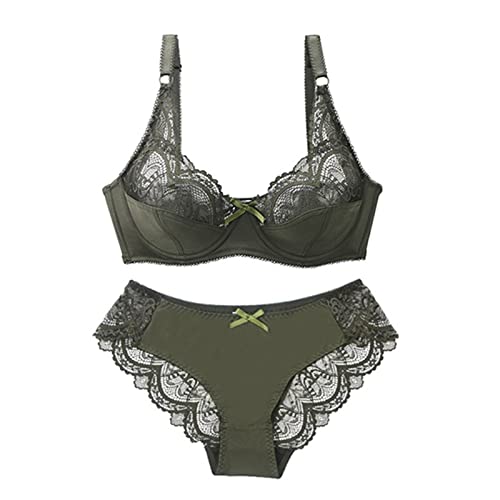 Necalisi Sets für Damen grün Damen BH aus floraler Spitze Lace BH Bügel BH Ungepolstert Soft Cup Vollschalen BH für große Brust 95B von Necalisi