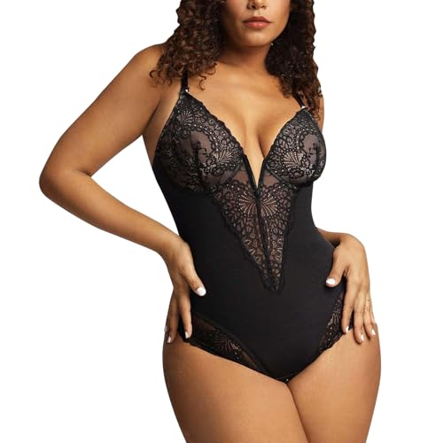 Necalisi Shapewear Damen Shapewear Body Schwarz Bauchweg Stark Figurenformend Formende Bodys Nahtlos Shaping Hintern Heber stark formend Bodys für Damen 3XL von Necalisi