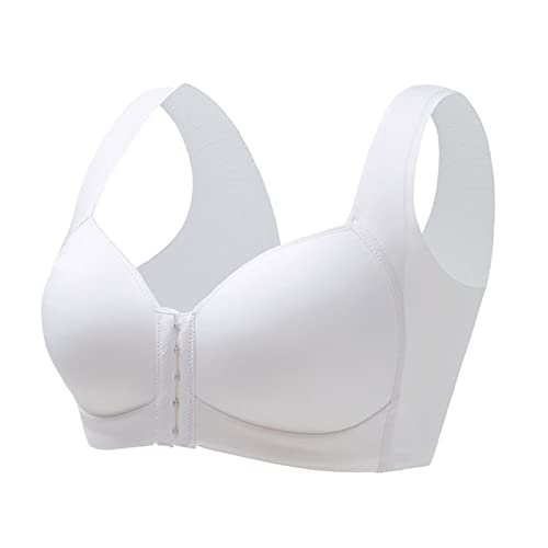 Necalisi Sport BH Damen BH mit Verschluss vorne Weiß BH für hohe Belastungen, für Yoga, Fitnessstudio, Training, Fitness, Übergröße super Push up BH 115C von Necalisi